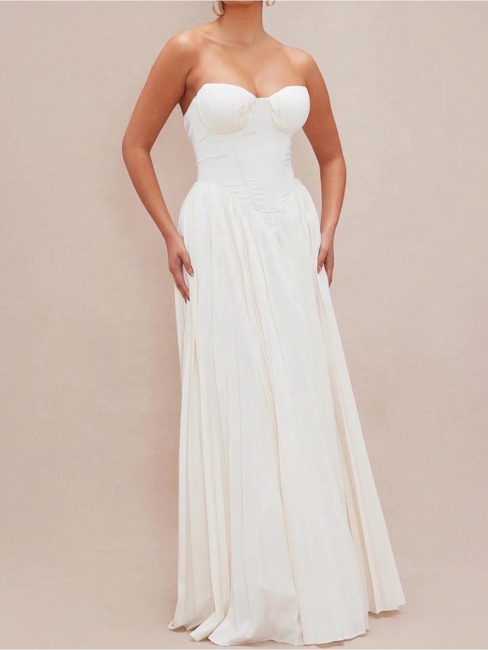 White Strapless Ivory Corset Dress